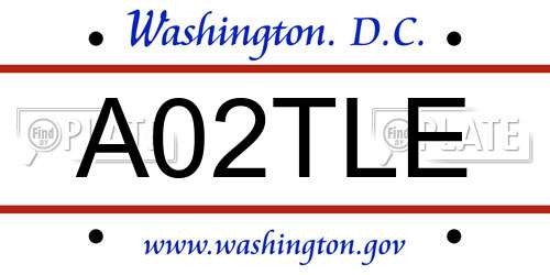 A02TLE District Of Columbia License Plate