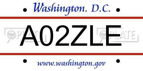 A02ZLE District Of Columbia License Plate