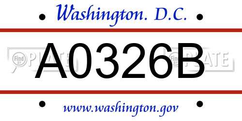 A0326B District Of Columbia License Plate