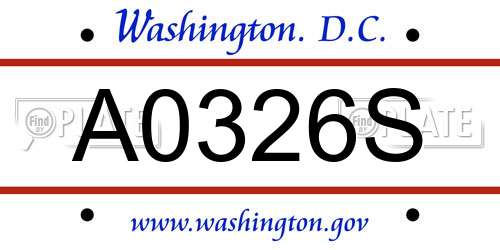 A0326S District Of Columbia License Plate