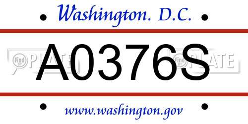 A0376S District Of Columbia License Plate