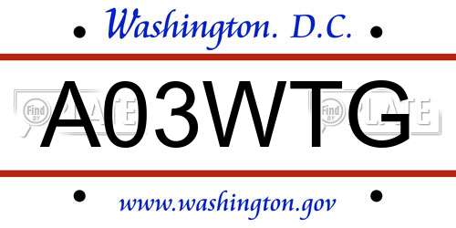 A03WTG District Of Columbia License Plate