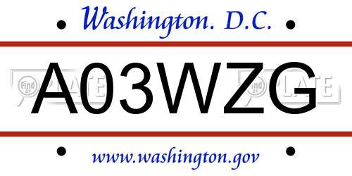 A03WZG District Of Columbia License Plate