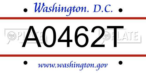A0462T District Of Columbia License Plate
