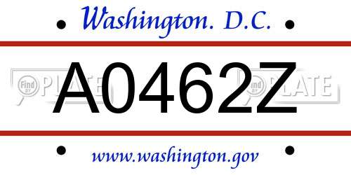 A0462Z District Of Columbia License Plate