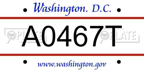 A0467T District Of Columbia License Plate