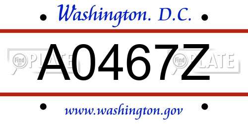 A0467Z District Of Columbia License Plate