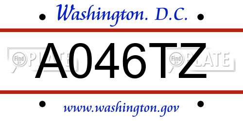 A046TZ District Of Columbia License Plate