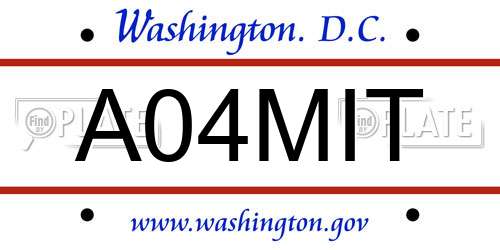 A04MIT District Of Columbia License Plate
