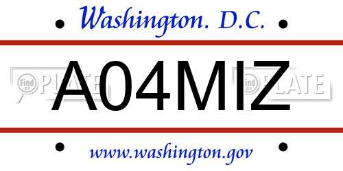 A04MIZ District Of Columbia License Plate
