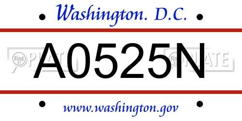 A0525N District Of Columbia License Plate