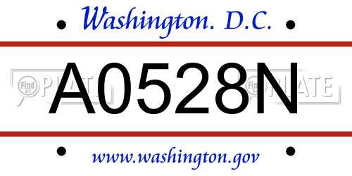 A0528N District Of Columbia License Plate
