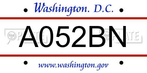 A052BN District Of Columbia License Plate