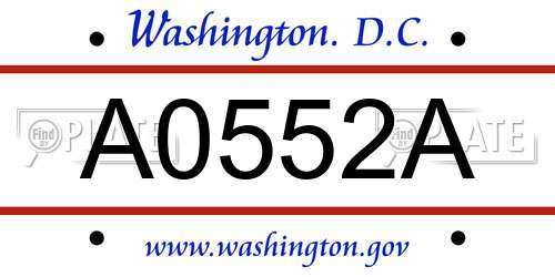 A0552A District Of Columbia License Plate