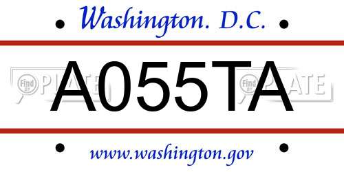 A055TA District Of Columbia License Plate