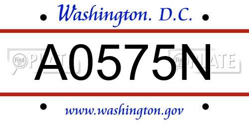 A0575N District Of Columbia License Plate
