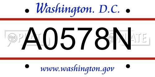 A0578N District Of Columbia License Plate