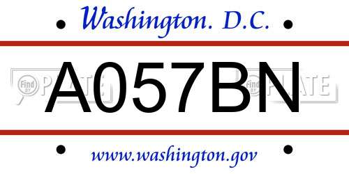 A057BN District Of Columbia License Plate