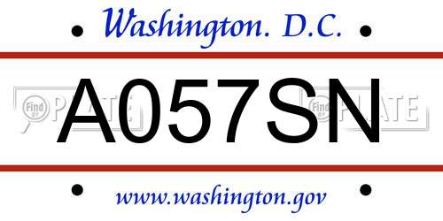 A057SN District Of Columbia License Plate