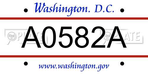 A0582A District Of Columbia License Plate