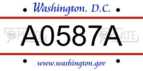 A0587A District Of Columbia License Plate