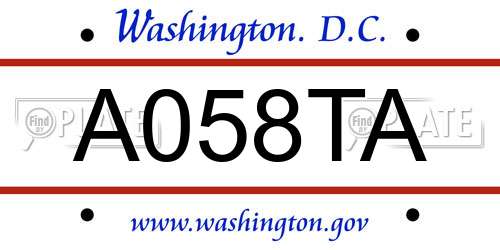 A058TA District Of Columbia License Plate