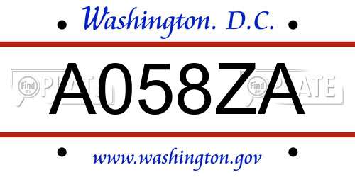 A058ZA District Of Columbia License Plate