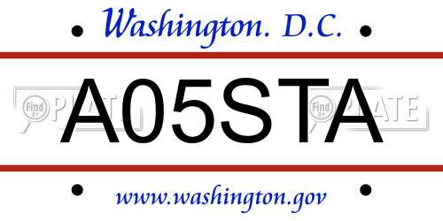 A05STA District Of Columbia License Plate