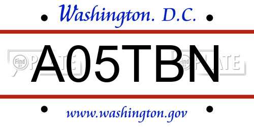 A05TBN District Of Columbia License Plate