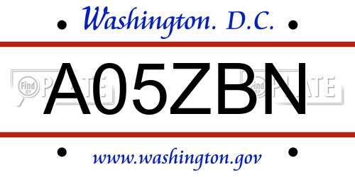 A05ZBN District Of Columbia License Plate