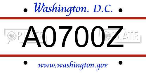 A0700Z District Of Columbia License Plate