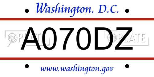 A070DZ District Of Columbia License Plate