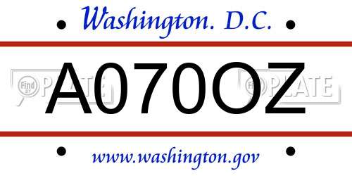 A070OZ District Of Columbia License Plate