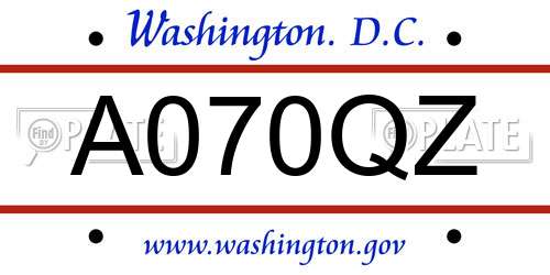 A070QZ District Of Columbia License Plate