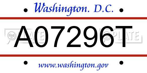 A07296T District Of Columbia License Plate