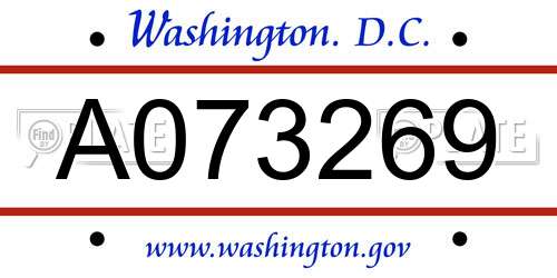 A073269 District Of Columbia License Plate