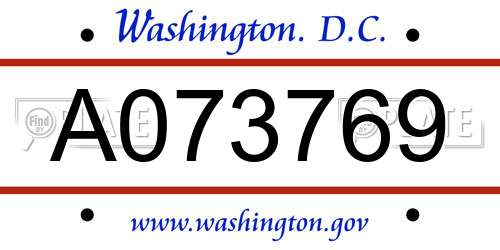 A073769 District Of Columbia License Plate