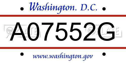 A07552G District Of Columbia License Plate