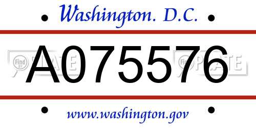 A075576 District Of Columbia License Plate