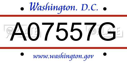 A07557G District Of Columbia License Plate