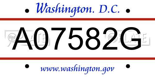 A07582G District Of Columbia License Plate