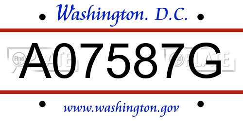 A07587G District Of Columbia License Plate