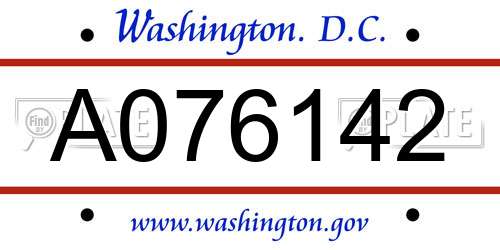 A076142 District Of Columbia License Plate