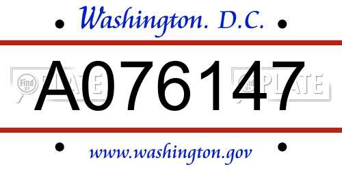A076147 District Of Columbia License Plate