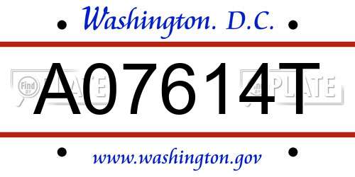 A07614T District Of Columbia License Plate