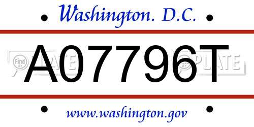 A07796T District Of Columbia License Plate