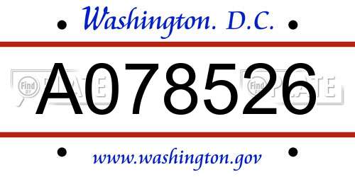 A078526 District Of Columbia License Plate