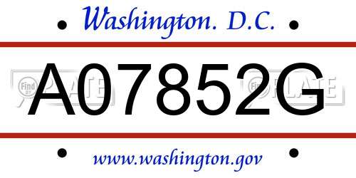 A07852G District Of Columbia License Plate