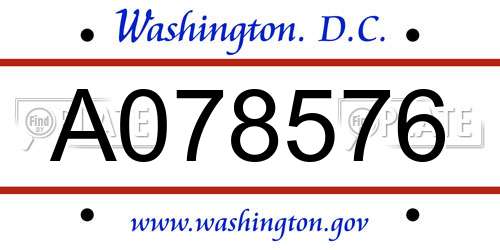 A078576 District Of Columbia License Plate