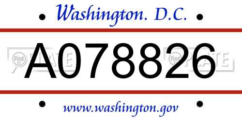 A078826 District Of Columbia License Plate